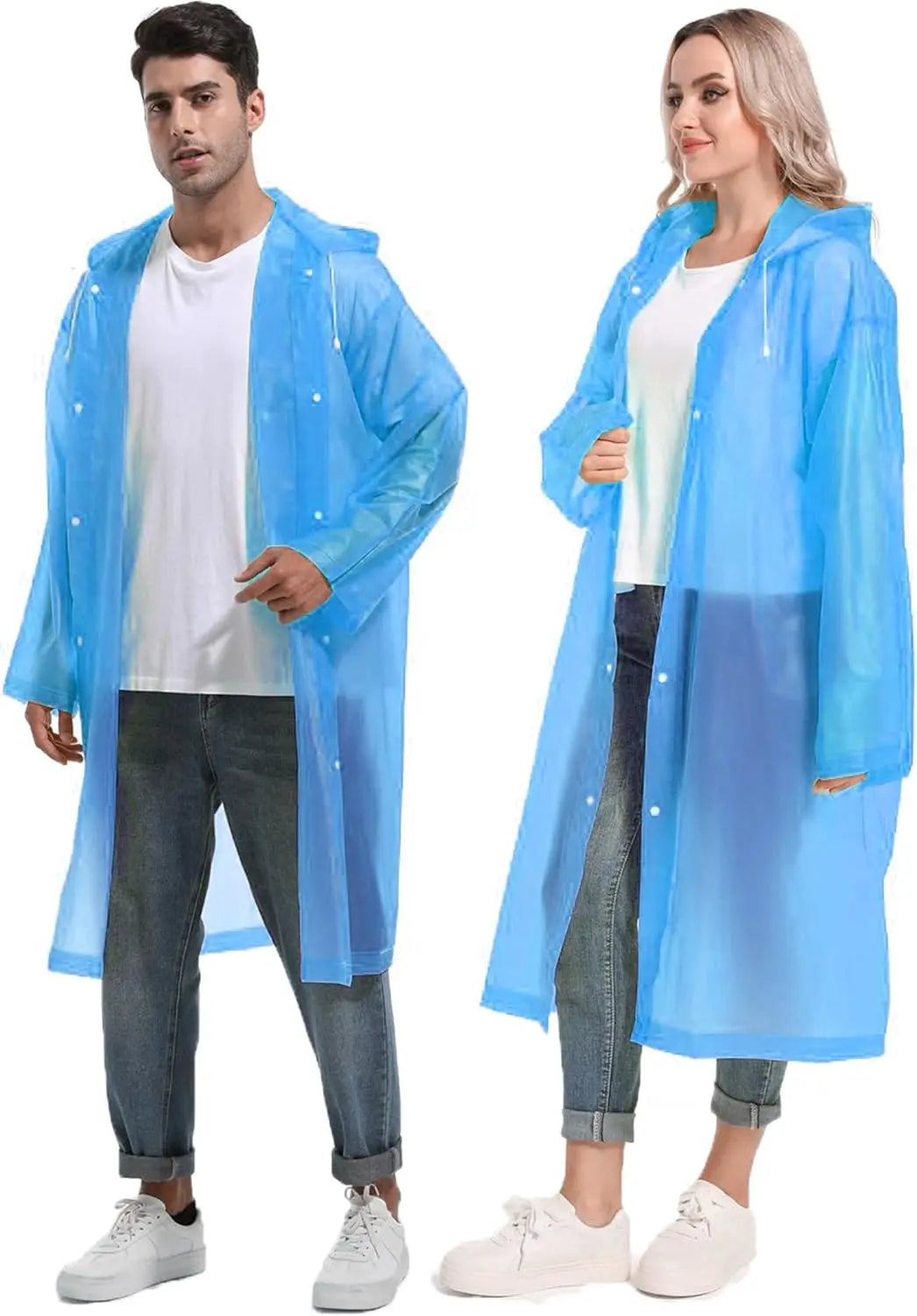 Disposable Adults Reusable Raincoats,Waterproof Rain Ponchos,Adults-Reusable Emergency Raincoats with Hoodand Drawstring