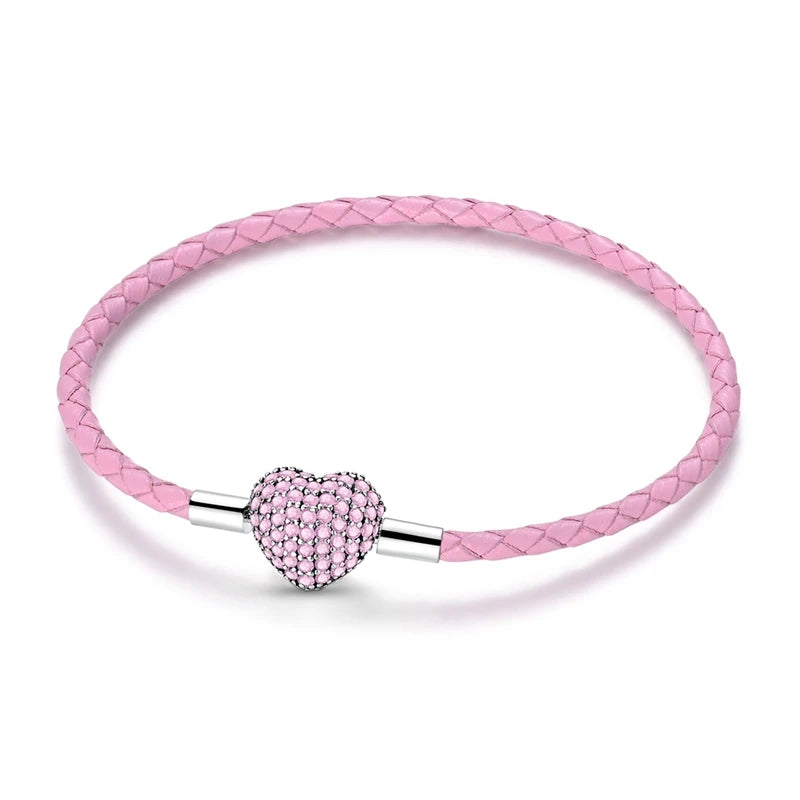 New 925 Sterling Silver Heart Shaped Zircon Snake Bone Bracelet For Women Fashion Birthday Jewelry Gift