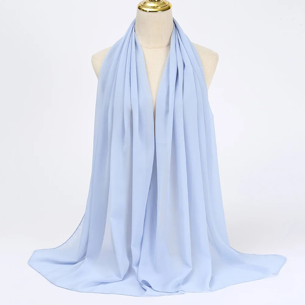 Muslim Chiffon Hijab Scarf Women Long Solid Color Head Wrap For Women Hijabs Scarves Ladies Muslim Veil Jersey Hijabs