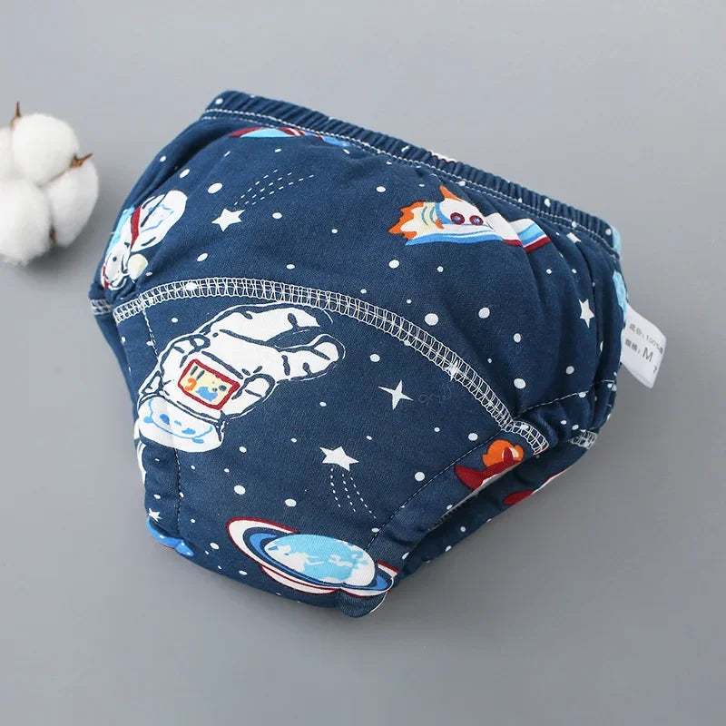 Reusable Soft Cotton Baby Breathable Diapers Pee Shorts Toddler Potty Training Pants Underwears for Boys & Girls