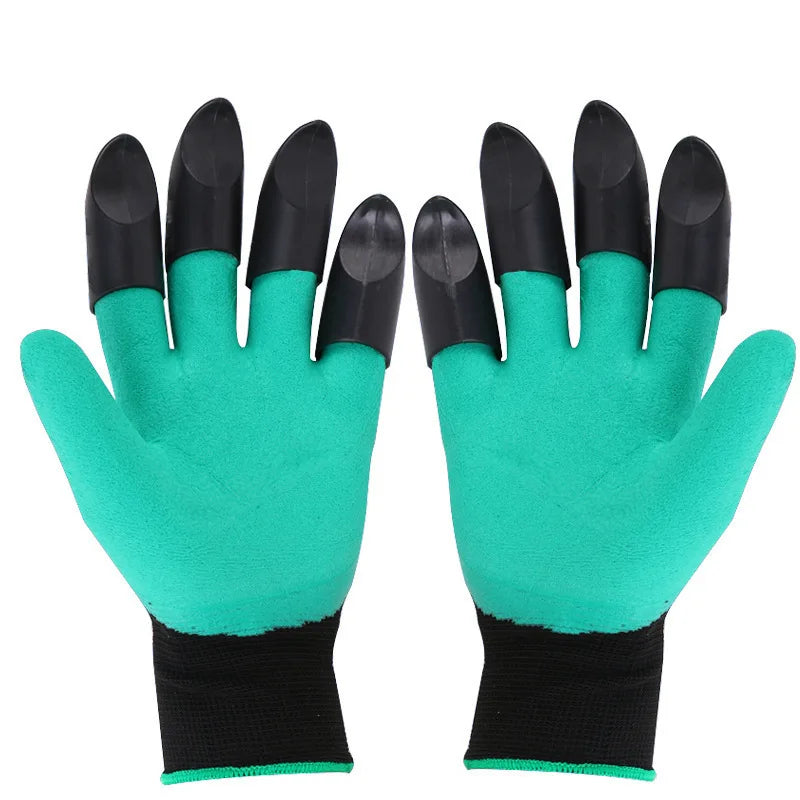 2Pc pair Garden Gloves with Claws - Perfect for Digging, Planting, Weeding, Seeding - Protects Nails and Fingers Essential Ga