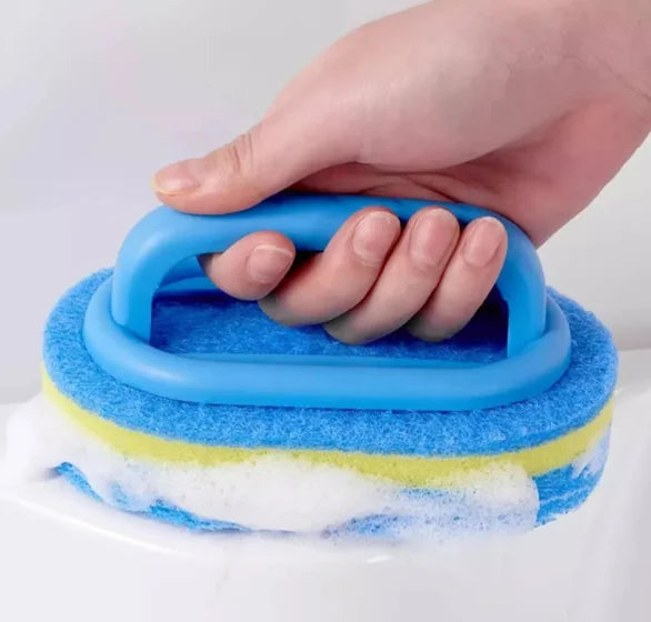 Pot Washing Kitchen Cleaning Brush with Handle - Pot Washing High-Density Thick Scouring Pad Ceramic Tile Wall Cleaning Brush