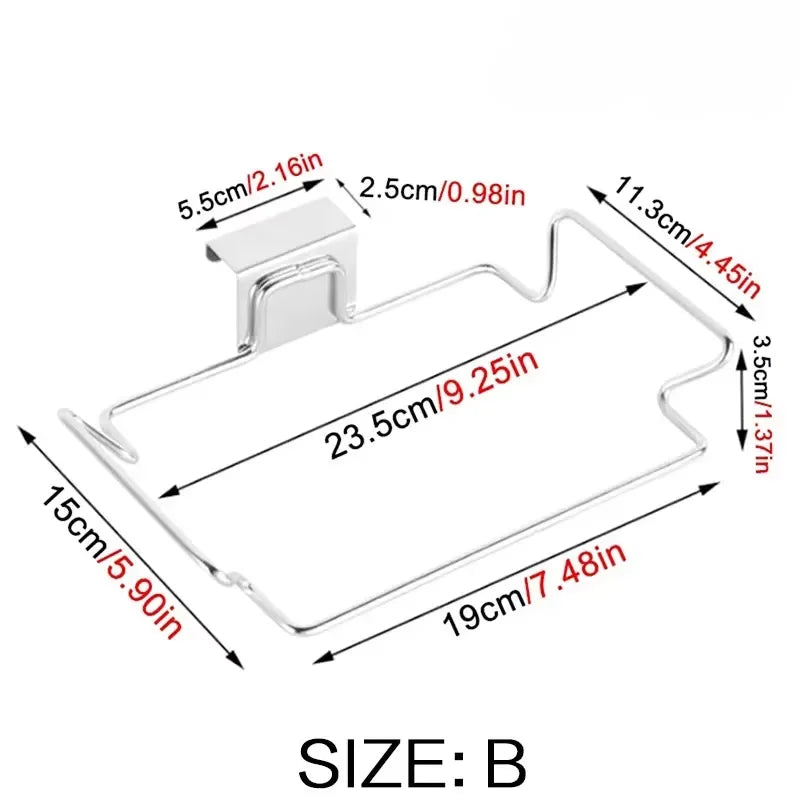 Multi-Purpose Cabinet Door Trash Bag Holder | Space-Saving Garbage Storage Organizer for Kitchen/Pantry/Closet | Adjustable Wast