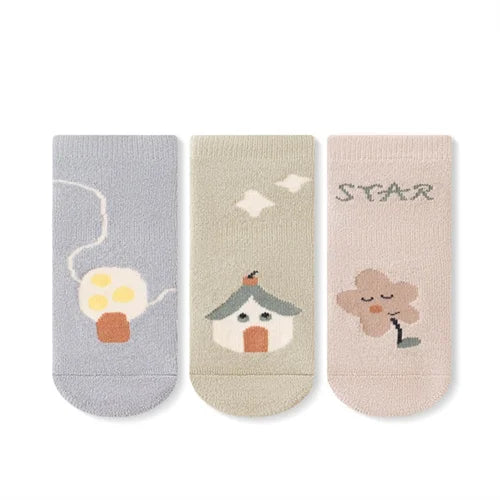 3 Pairs/lot Autumn Winter Warm Toddler Boy Girls Floor Socks Thicken Baby Non-slip Thermal Socks Children Clothing Accessories