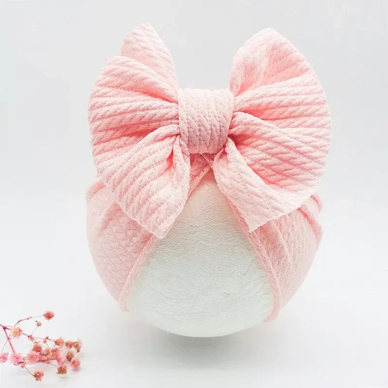 Cute Bow Baby Turban Hat Double Layer Big Bowknot Newborn Hat Soft Warm Elastic Kids Head Beanie Babies Accessories