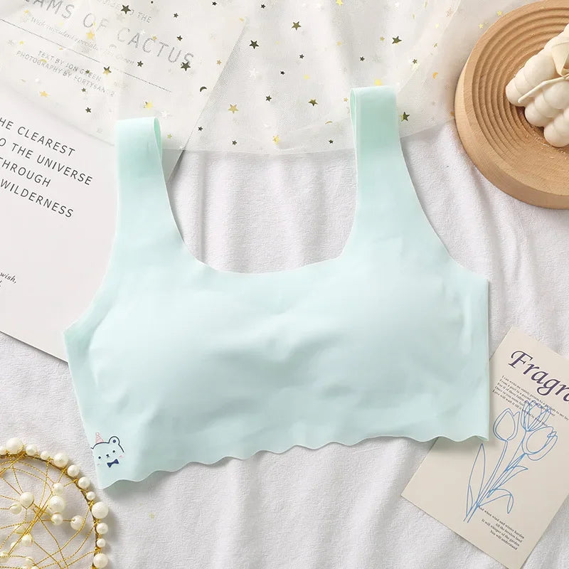 2024 Summer New Girl Development Period Seamless Children's Tube Underwear Vest White/Pink 1 PCS a Lot