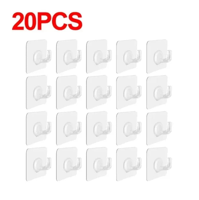 Adhesive Plastic Clear Utility Hooks Transparent Hook for The Drill-Free Wall Waterproof Key Wall Hooks.
