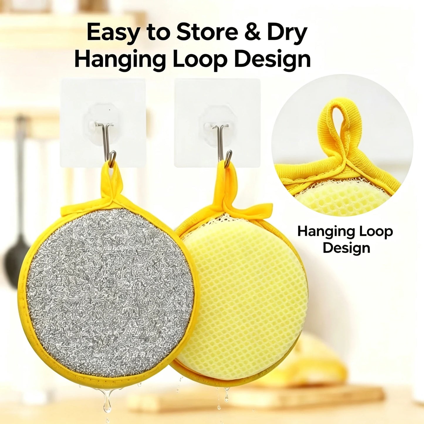 10Pcs Dual-Sided Kitchen Sponge Scrubber, Heavy Duty Dish Cleaning Sponge, Non-Scratch Scouring Pad for Pans Dishes Pot Cleaning