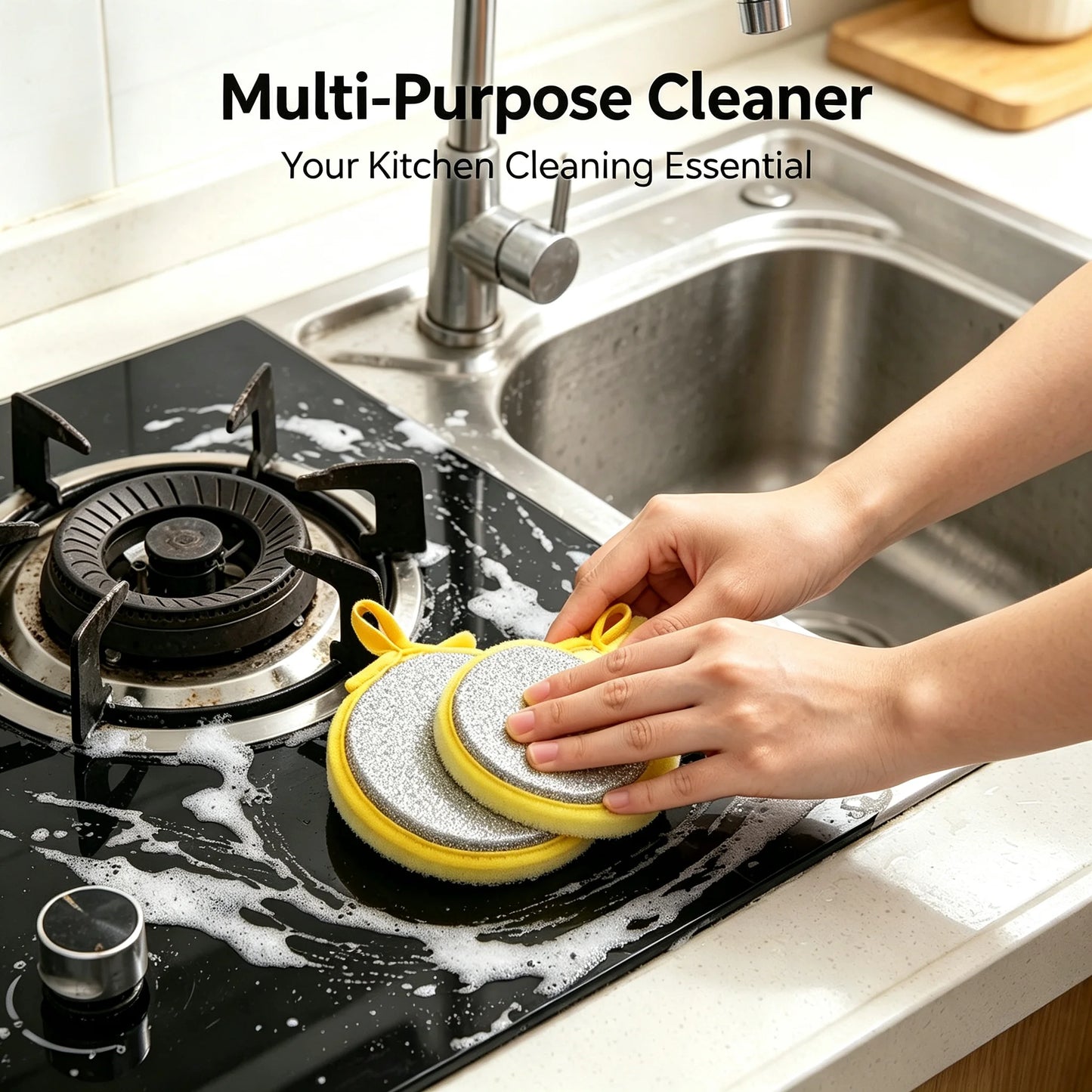 10Pcs Dual-Sided Kitchen Sponge Scrubber, Heavy Duty Dish Cleaning Sponge, Non-Scratch Scouring Pad for Pans Dishes Pot Cleaning