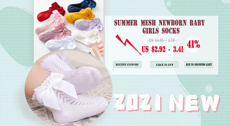 lawadka Baby Girl Socks Toddler Baby Bow Cotton Summer Mesh Baby Knee Socks Newborn Infant Non-slip Long Baby Boys Socks 0-2T