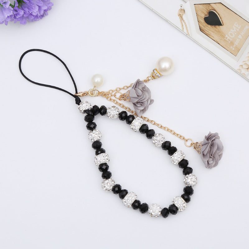 Short Mobile Phone Hanging Rope Creative Gypsum Flower Bracelet Wrist Rope Crystal Phone Case Pendant Fflower Pendant For Women