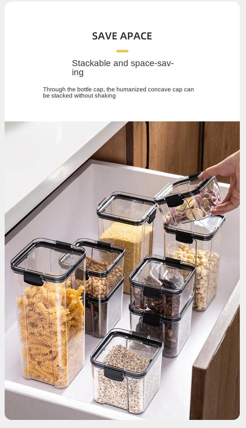 1-4PCS Sealed Jars Kitchen Organizer Grain Storage Boxes Large Capacity Sealed Container Seasoning Jars Set Fresh-keeping Tank