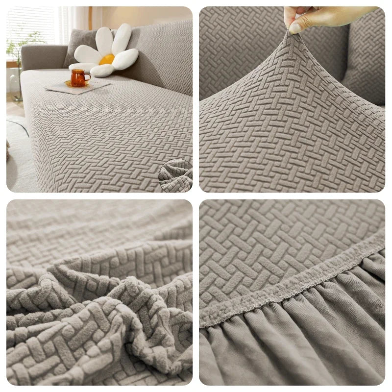 Housse de canapé élastique en Jacquard pour salon, protection de fauteuil en polaire extensible, canapé en forme de L