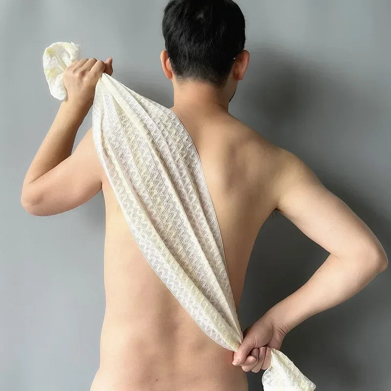 Ultra-Long Exfoliating Back Towel Antibacterial with Silver Ions Multifunctional Shower Bath Towel for Rich Foam