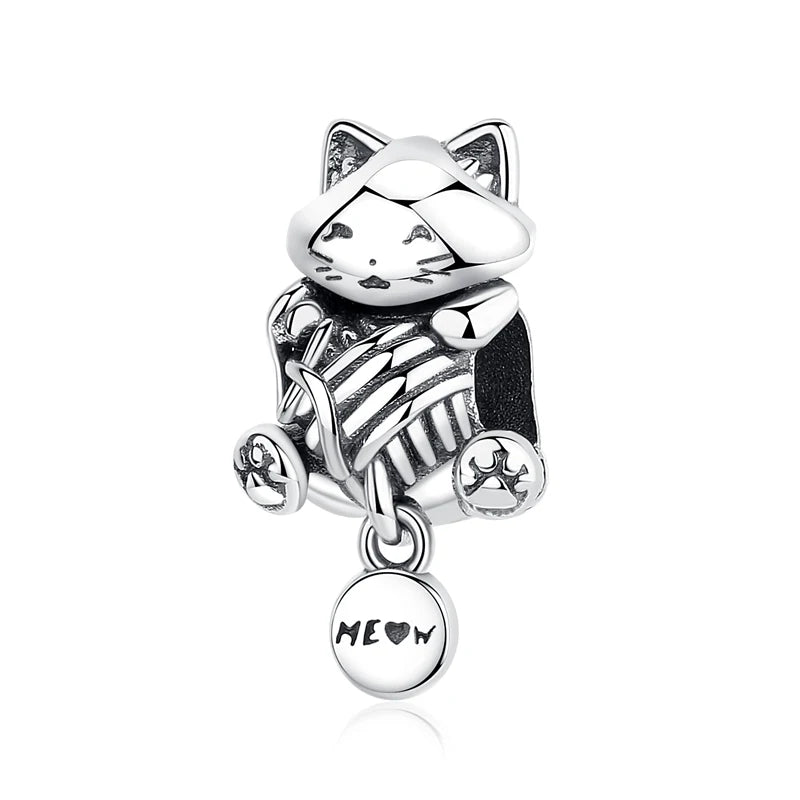 Original 925 Sterling Silver Charms Love Pets Dog Cat Paw Print Pendant Beads Fit Brand Bracelets Necklaces Women DIY Jewelry