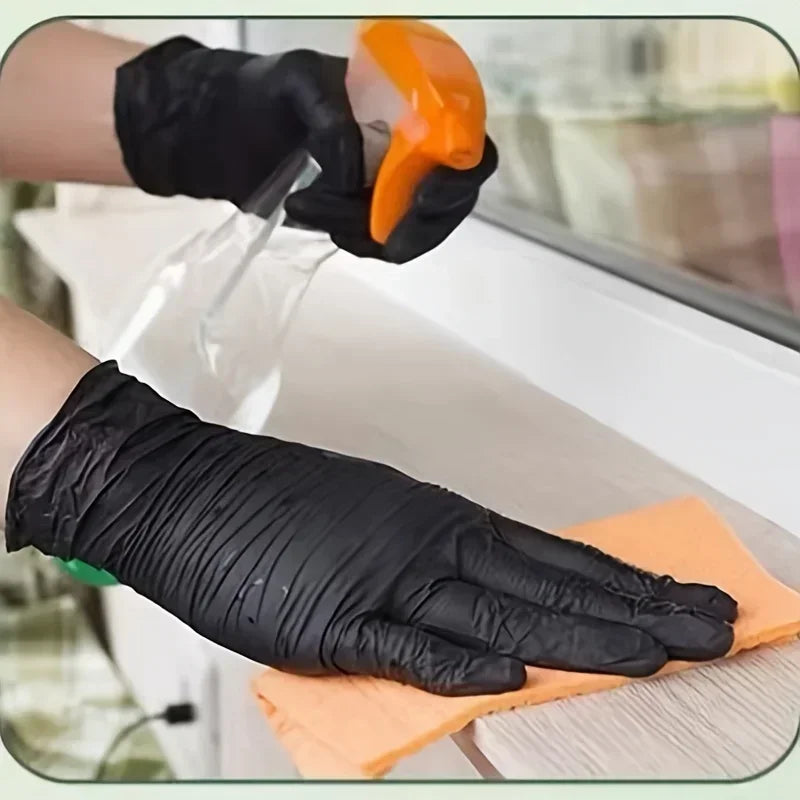 Black Disposable Nitrile Gloves Latex & Powder Free for Tattooing Manicures Salon Cleaning Disposable Food Working Latex Glove