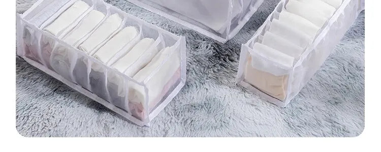 6/7/11 Foldable Underwear Underwear Socks Organizer With Dividers Clothes Storage Box Breathable Mesh Bag For Wardrobe