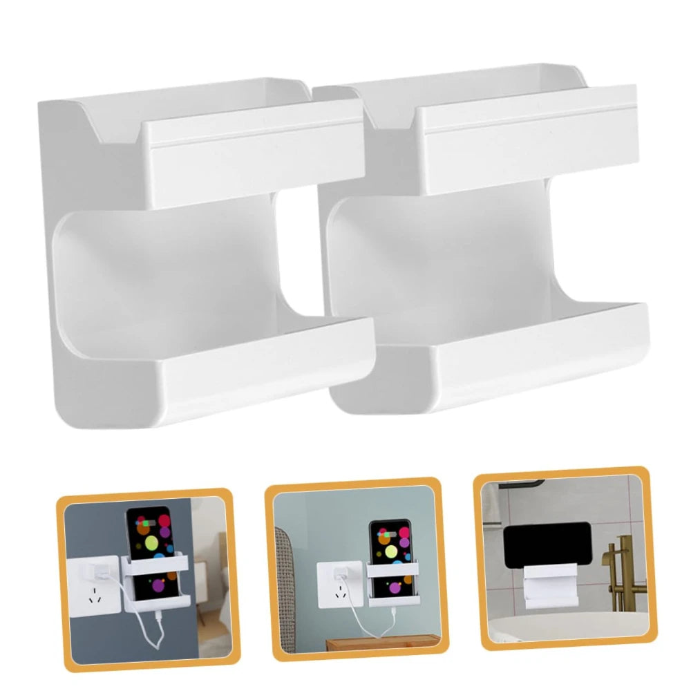 Remote Control Holder Punch-free Wall Mount Organizer for Mobile Phone Charging Living Room Storage Box