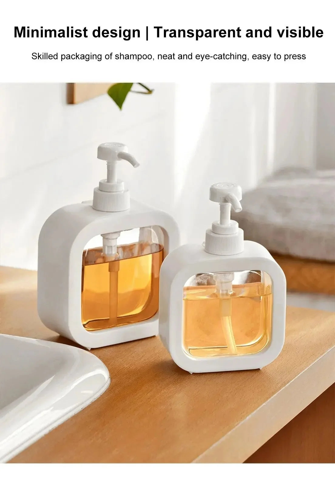 500/300mL Large Capacity Transparent Soap Lotion Dispenser Bottle Press Pump Plastic Hand Sanitizer For Kitchen Bathroom Travel