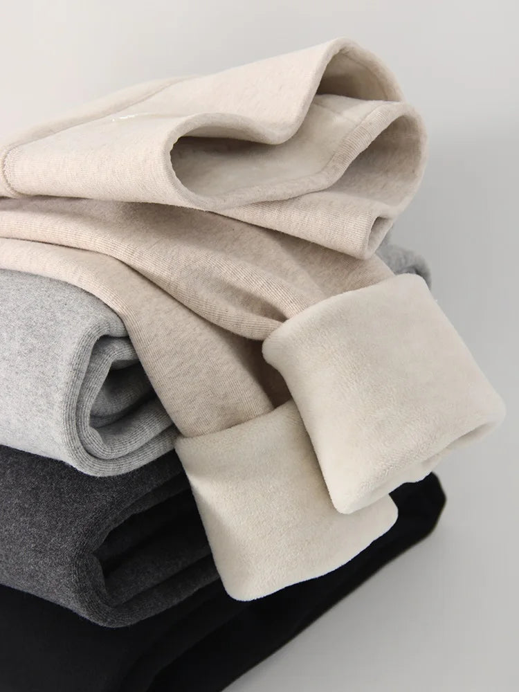 Streamgirl Thick Fleece Leggings Women Winter High Waist Black Outwear Tall Women Warm Thick Velvet Leggings For Winter Pants