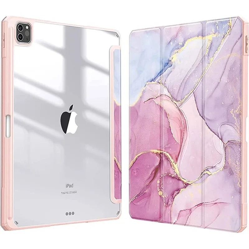 Smart PU Case for iPad Air 4th 5th iPad 10th 10.9 Funda iPad Pro air 12th 11th 11" 7th 8th 9th 10.2 2 9.7 10.5 Transparent Cover