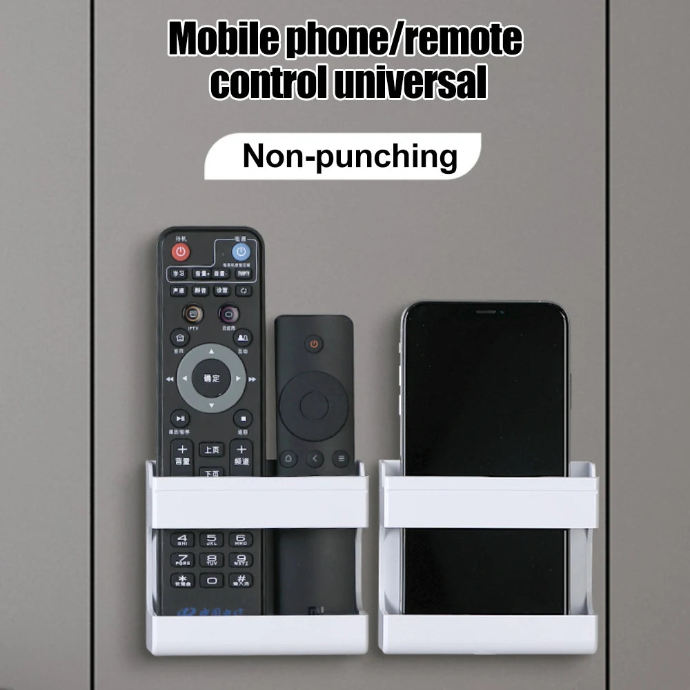 Remote Control Holder Punch-free Wall Mount Organizer for Mobile Phone Charging Living Room Storage Box