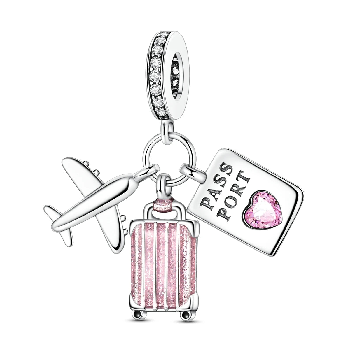Travel Charm 925 Silver Plane Paris Tower Pendant Fit Bracelet Beads Making Woman Fashion Jewelry