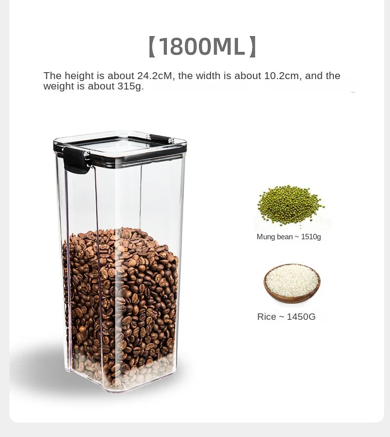 1-4PCS Sealed Jars Kitchen Organizer Grain Storage Boxes Large Capacity Sealed Container Seasoning Jars Set Fresh-keeping Tank