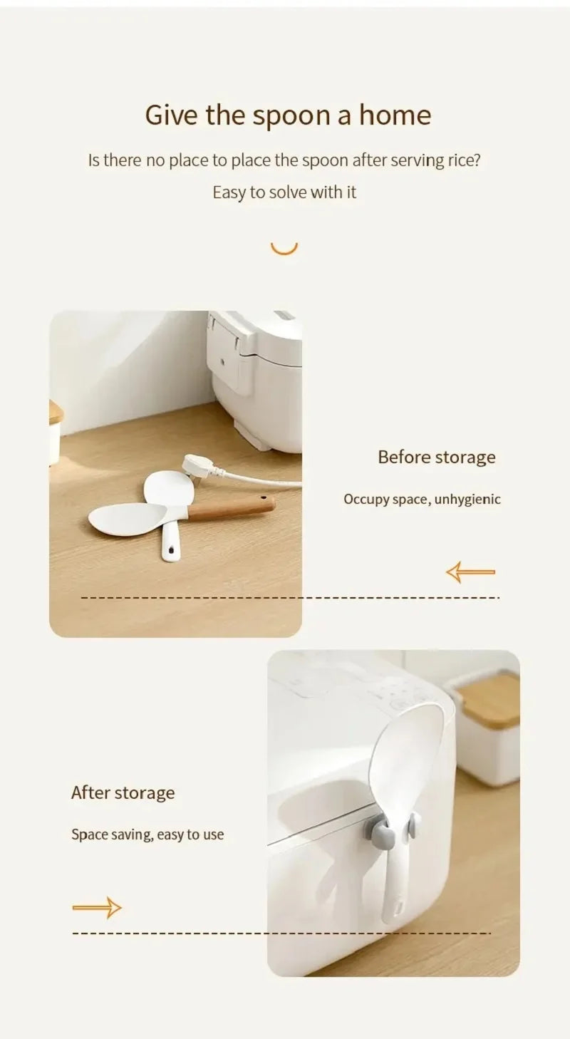 Silicone Rice Spoon Holder Heat Resistant Space Saving Storage Rack Electric Rice Cooker Kitchen Utensil Organizer Accessories