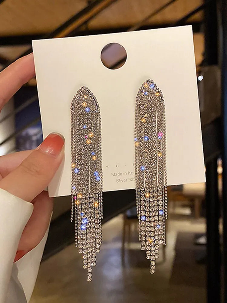 Butterfly Earrings For Women Sparkly Rhinestone Long Tassel Earrings Heart Drop Earrings Wedding Party Jewelry Valentine Gifts C