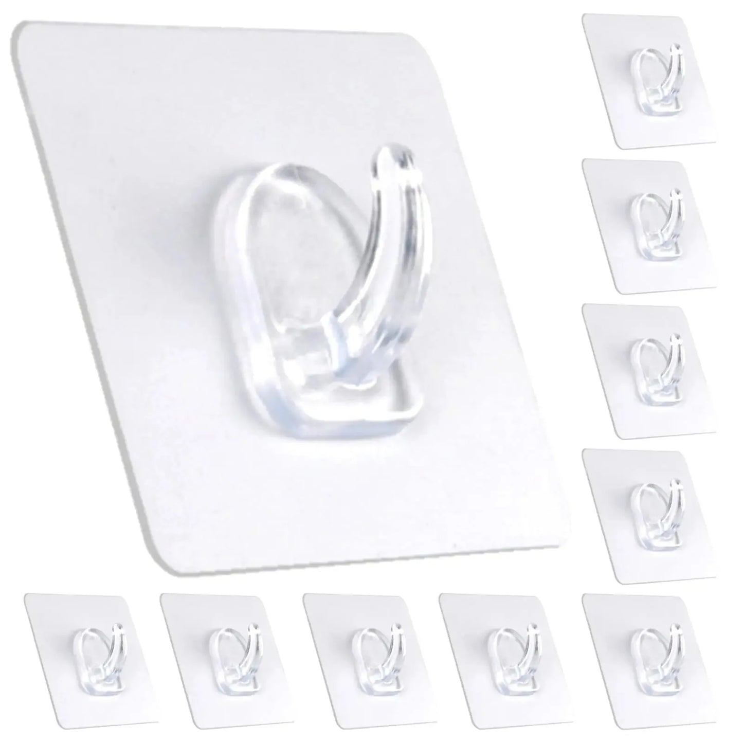 Adhesive Plastic Clear Utility Hooks Transparent Hook for The Drill-Free Wall Waterproof Key Wall Hooks.