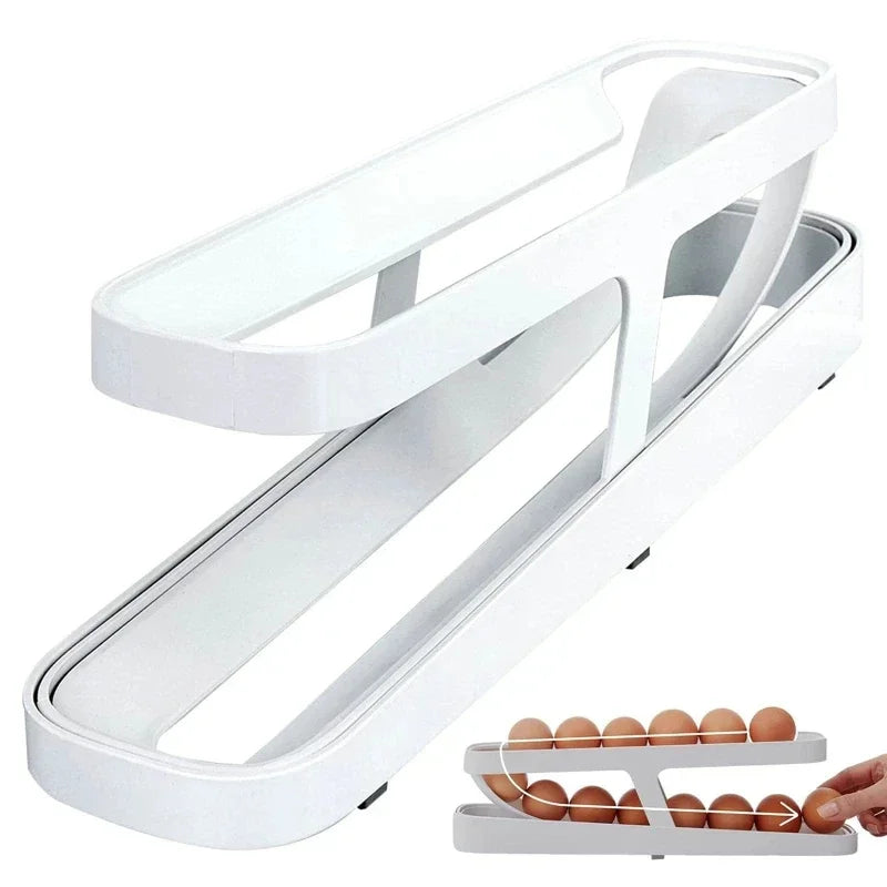 1pc egg storage box, automatic rolling refrigerator egg rack storage, hand-held egg refrigerator side door storagerack