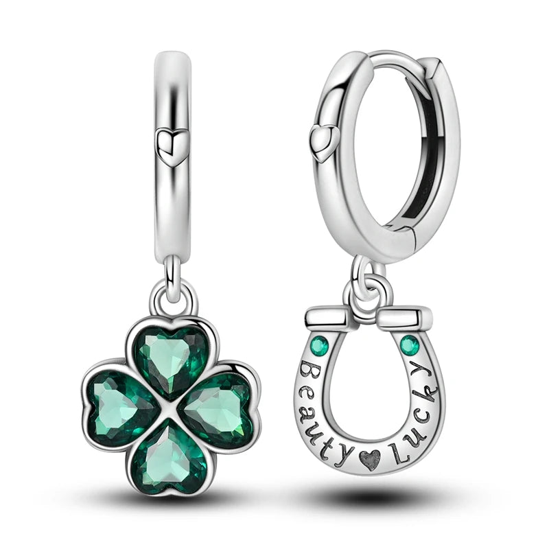 New 925 Sterling Silver Sparkling Zircon Four-Leaf clover Women Earrings Brilliant Wedding Engagement Star Earrings Jewelry Gift