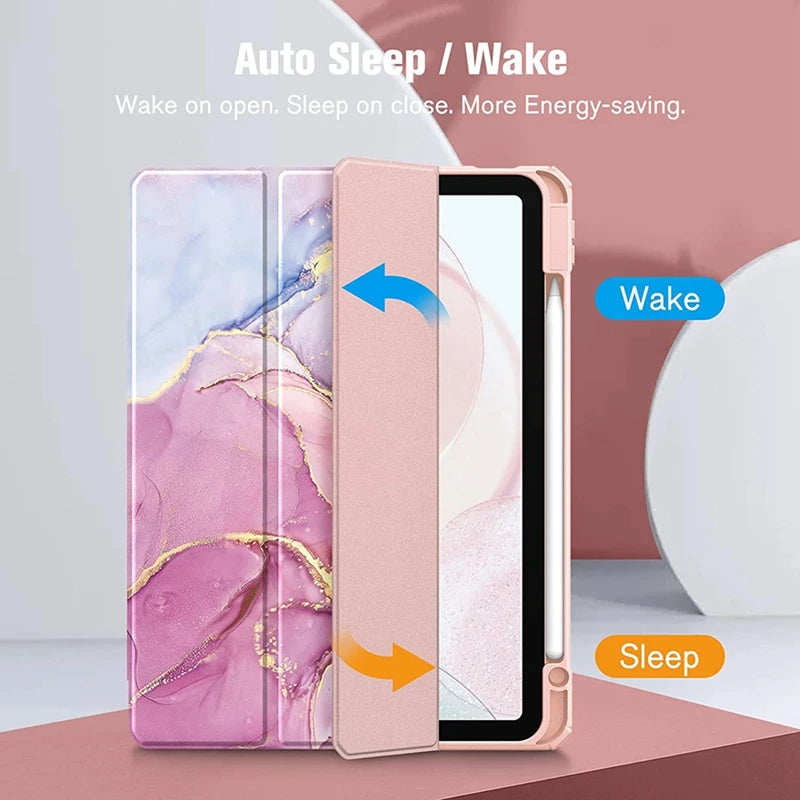 Smart PU Case for iPad Air 4th 5th iPad 10th 10.9 Funda iPad Pro air 12th 11th 11" 7th 8th 9th 10.2 2 9.7 10.5 Transparent Cover