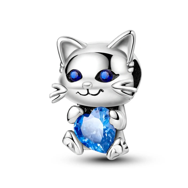 925 Silver Color Mushroom Owl Cat Bone Animal Charms Beads Fit Pandach 925 Original Bracelets Fine DIY Birthday Jewelry Gifts