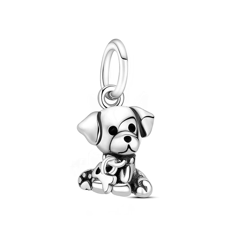 Original 925 Sterling Silver Charms Love Pets Dog Cat Paw Print Pendant Beads Fit Brand Bracelets Necklaces Women DIY Jewelry