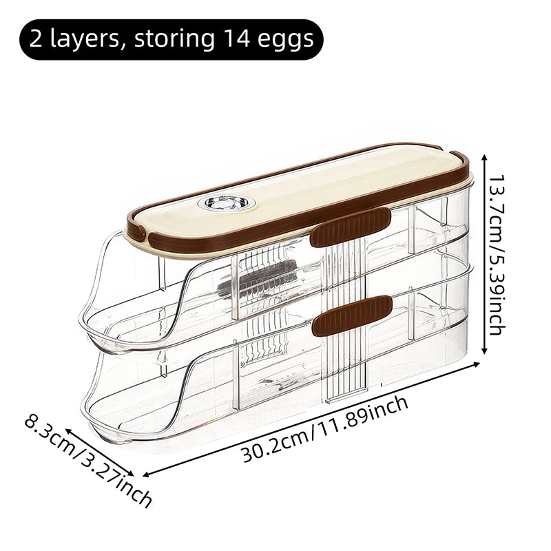 1pc egg storage box, automatic rolling refrigerator egg rack storage, hand-held egg refrigerator side door storagerack