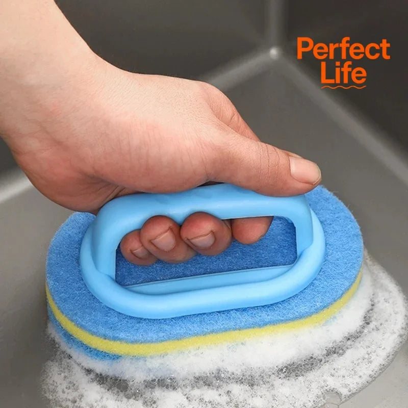 Pot Washing Kitchen Cleaning Brush with Handle - Pot Washing High-Density Thick Scouring Pad Ceramic Tile Wall Cleaning Brush