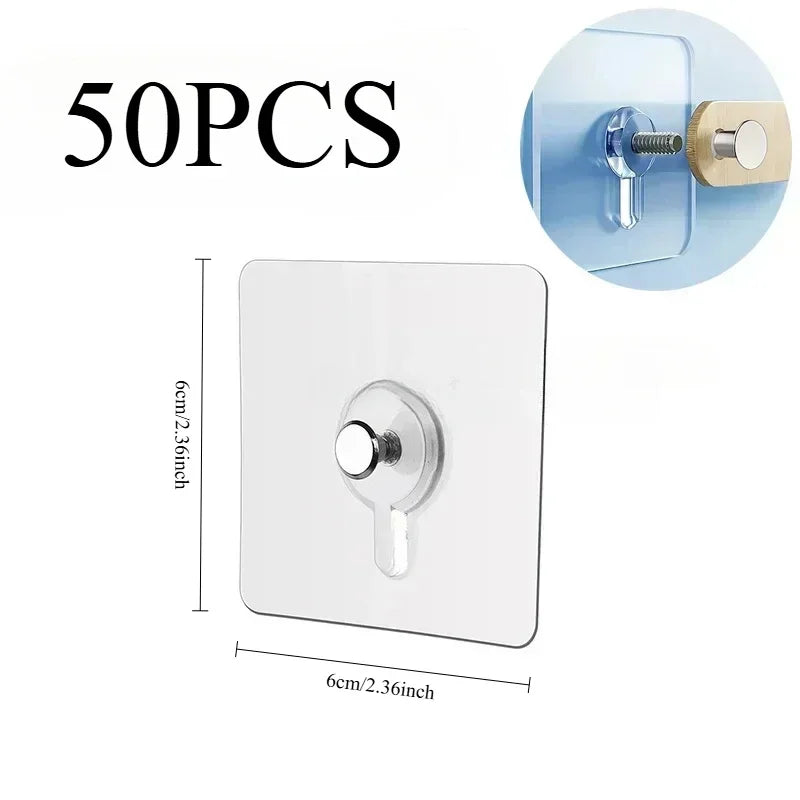 50/10pcs Self-adhesive Wall Hooks for Photo Frame Clock Strong Adhesive Transparent Nails Wall Hook Hangers Hanging Nail Holders