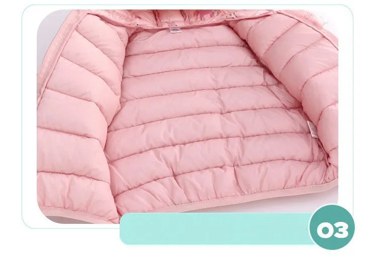 Hooded Lightweight Down Jackets Children Boy Girl Baby Coat Autumn Winter Outerwear Casual Clothing Kids Christmas Birthday Gift