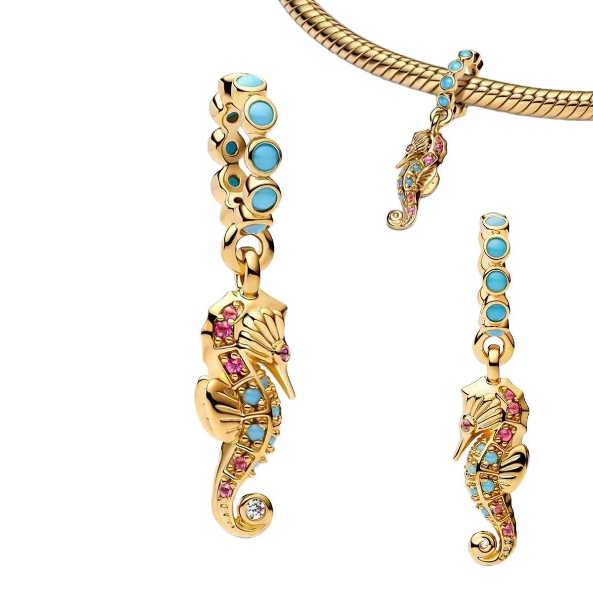 925 Silver Relief Carved Palm Leaf Heart Blue Dragonfly Butterfly Hummingbird Lucky Clover Enamel Dangle Charms Fit Bracelet