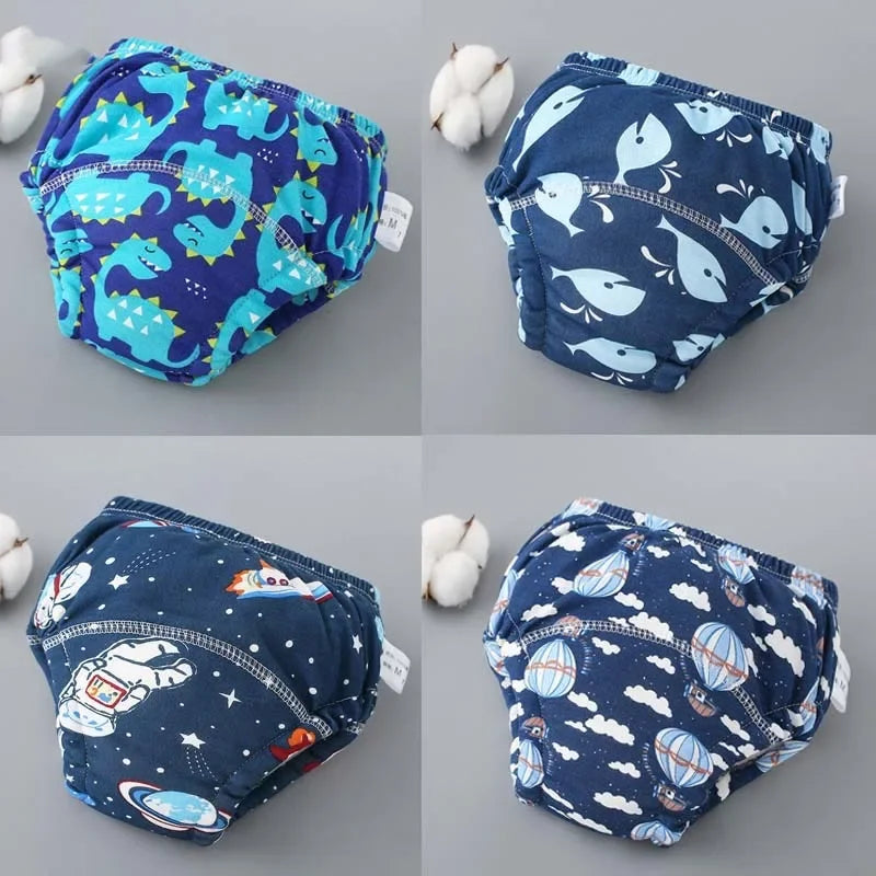 Reusable Soft Cotton Baby Breathable Diapers Pee Shorts Toddler Potty Training Pants Underwears for Boys & Girls