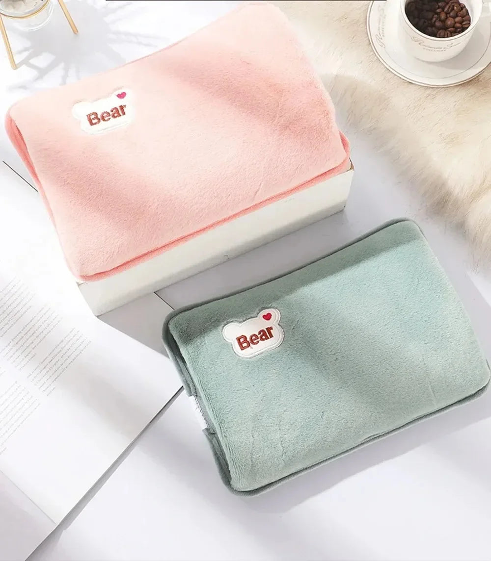 Reusable Hot Compress Bag with EU Plug Rechargeable Hand Warmer Cute Design Portable Hot Water Bottle for Therapeutic Warmth