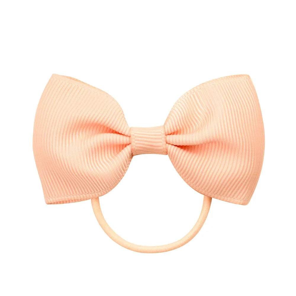 2.75 Inch Small Ribbon Bows With Elastic Hair Bands For Kids Girls Ponytail Solid Color Bowknot Hair Ropes Ties Hair Accessories