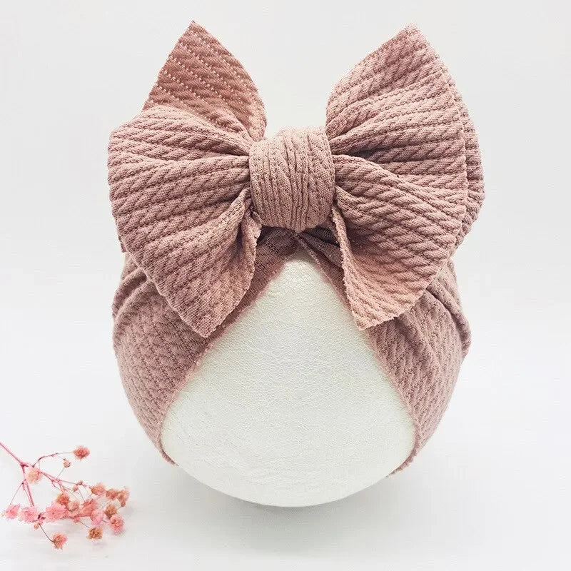 Cute Bow Baby Turban Hat Double Layer Big Bowknot Newborn Hat Soft Warm Elastic Kids Head Beanie Babies Accessories