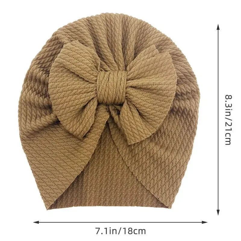 Cute Bow Baby Turban Hat Double Layer Big Bowknot Newborn Hat Soft Warm Elastic Kids Head Beanie Babies Accessories