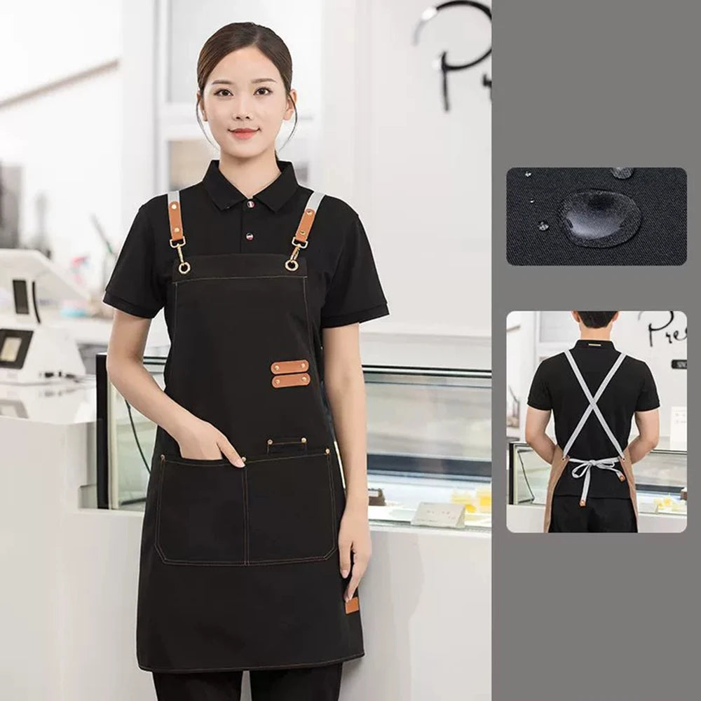 Home Canvas Apron Custom Catering Milk Tea Shop Flower Shop Supermarket Cake Shop Special Work Clothes
