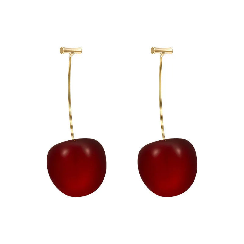 Cute Red Cherry Earrings Fashion Niche Fruit Earrings Girls Sweet Versatile Cherry Earrings Women's Design Sense Jewelry Gifts