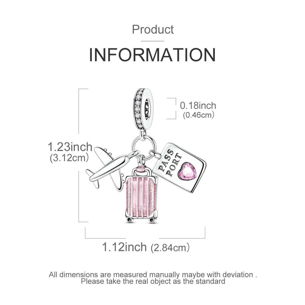 Travel Charm 925 Silver Plane Paris Tower Pendant Fit Bracelet Beads Making Woman Fashion Jewelry
