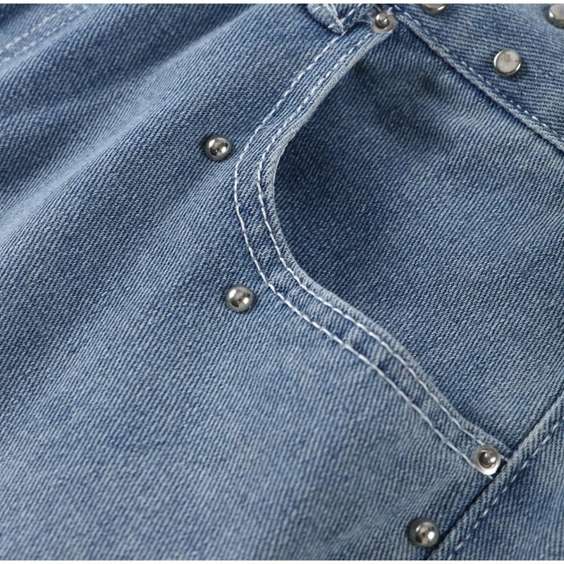 Classic Studded Denim Jeans Pant Women's Star Patchwork Baggy Pants Wide Leg  Trendy Streetwear Casual Daily Female Trousers
